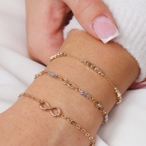 Delikatna złota bransoletka z kuleczek i łańcuszka